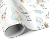 Schattige Vogels en Sneeuwmannen Cadeaupapier (Rol Hoek)