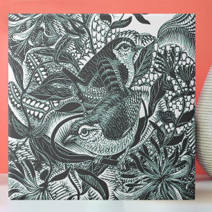 Schattige Vogels In Bos Vintage Kunst Tegeltje
