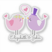 Schattige vogels in liefde - op maat gesneden sticker (Voorkant)