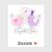 Schattige vogels in liefde - op maat gesneden sticker (Vel)