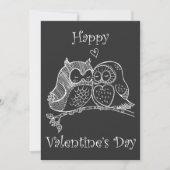 Schattige Vogels Liefde Koppel Uil Romance Lijn Ku Feestdagenkaart (Voorkant)