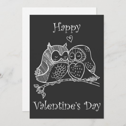 Schattige Vogels Liefde Koppel Uil Romance Lijn Ku Feestdagenkaart (Voorkant / Achterkant)