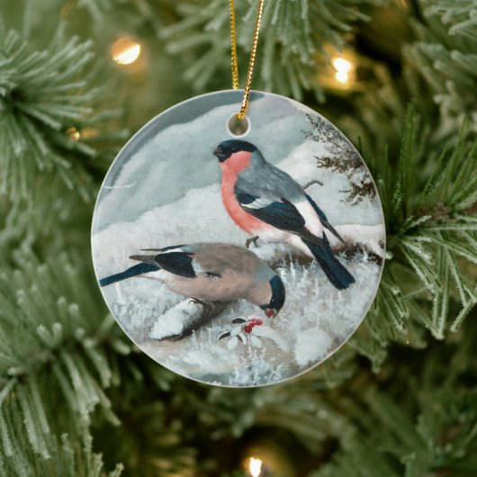 Schattige vogeltje- Bullfinch, Kunst Keramisch Ornament (Boom)