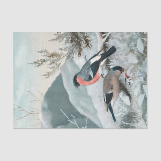 Schattige vogeltje- Bullfinch, Kunst Tissuepapier (Voorkant)