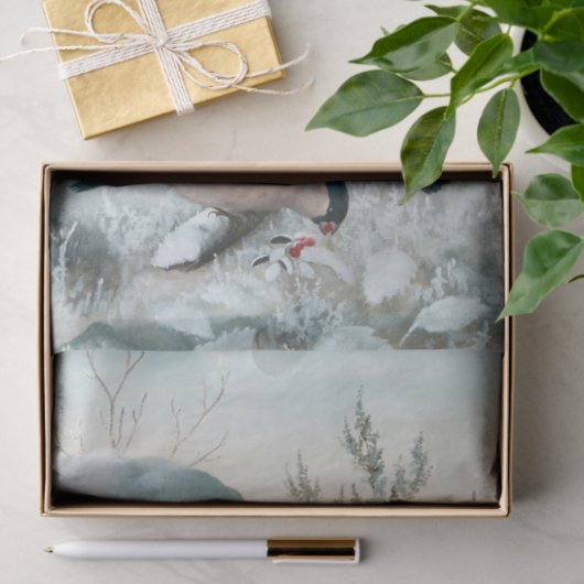 Schattige vogeltje- Bullfinch, Kunst Tissuepapier (Geschenk)