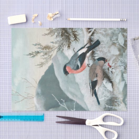 Schattige vogeltje- Bullfinch, Kunst Tissuepapier (Craft)