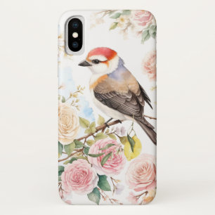 Schattige vogeltje en kleurrijke bloemen Case-Mate iPhone case