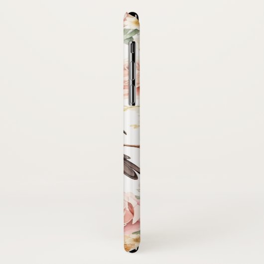 Schattige vogeltje en kleurrijke bloemen Case-Mate iPhone case (Achterkant/links)