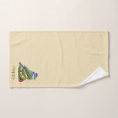 Schattige vogeltje op ivoor bad handdoek (Handdoek)