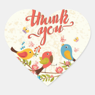 schattige vogeltjes dank u hart stickers