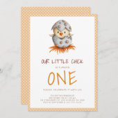 Schattige vogeluitkomen eerste verjaardag kaart (Voorkant / Achterkant)