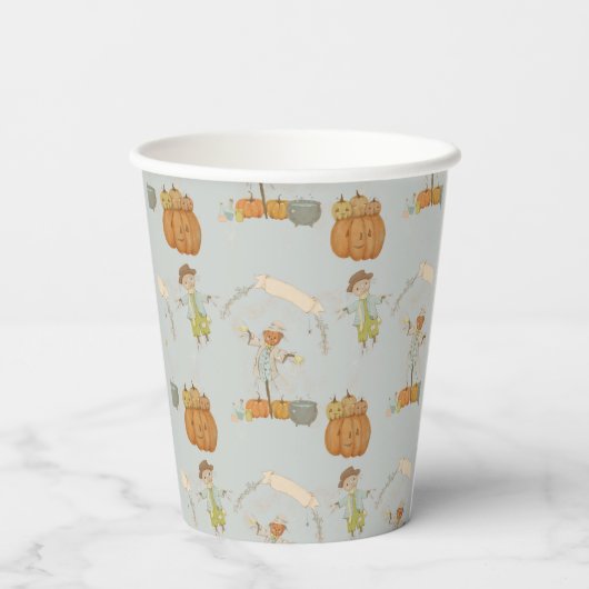 Schattige vogelverschrikker Halloween Bash Papieren Bekers (Achterkant)