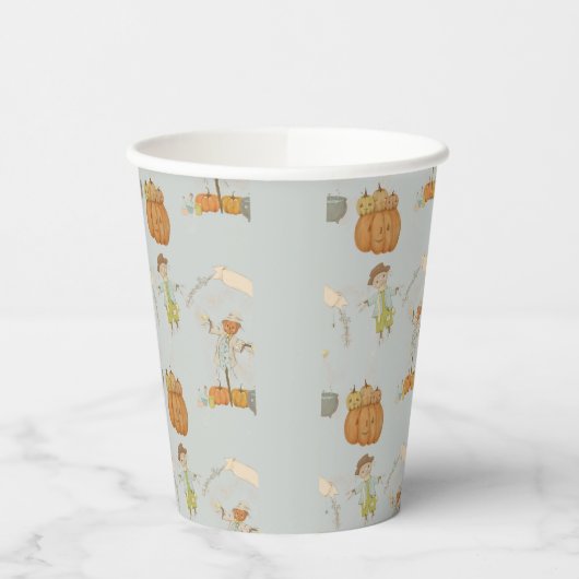 Schattige vogelverschrikker Halloween Bash Papieren Bekers (Links)