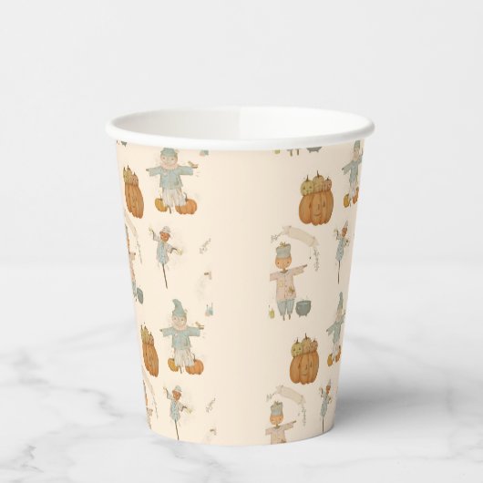 Schattige vogelverschrikker Halloween Bash Papieren Bekers (Links)