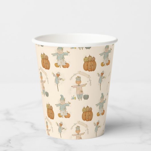 Schattige vogelverschrikker Halloween Bash Papieren Bekers (Voorkant)