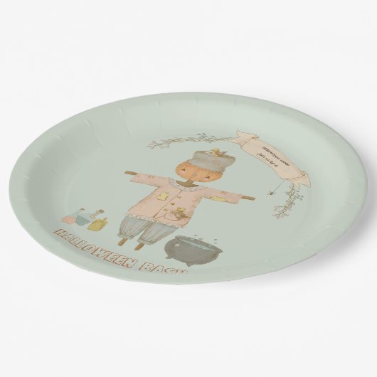 Schattige vogelverschrikker Halloween Bash Papieren Bordje (Gekanteld)