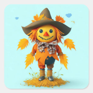 Schattige vogelverschrikker vierkante sticker