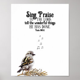 Schattige Vogelzang Muzieknoten Psalm Bijbelvers Poster