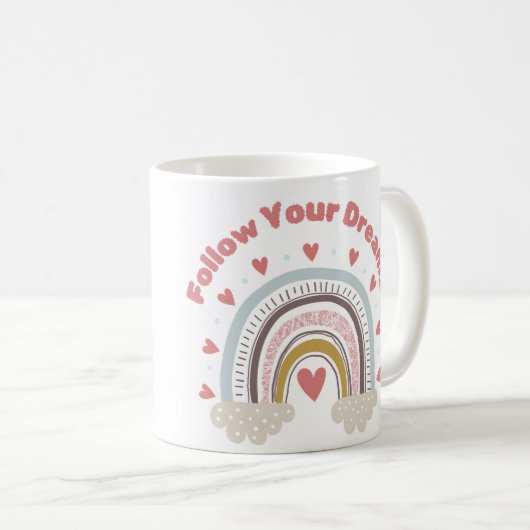 Schattige Volg je dromen Afstuderen Coffee Mok (Voorkant rechts)