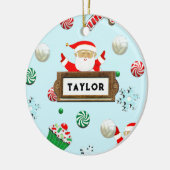 Schattige Volleybal Kerstmis Collectible Keramisch Ornament (Links)