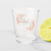 Schattige voorjaars bloemige waterverf op maat shot glas (Achterkant)