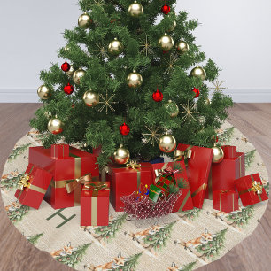 Schattige vos Beige monogram kerstboomkleed Kerstboom Rok