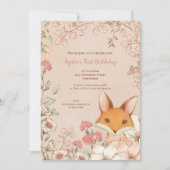  Schattige vos bloemblaadjes 1e verjaardag meisje Kaart (Voorkant)