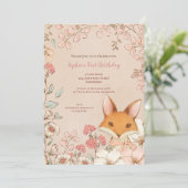  Schattige vos bloemblaadjes 1e verjaardag meisje Kaart (Staand voorkant)