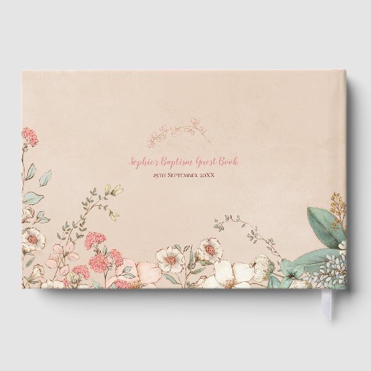  Schattige vos bloemen baby meisje doop Gastenboek (Achterkant)