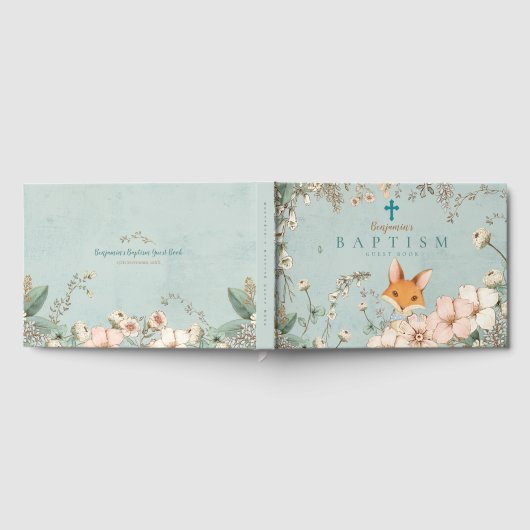  Schattige Vos Bloemen Groen Baby Doop Gastenboek (Volledig)