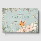  Schattige Vos Bloemen Groen Baby Doop Gastenboek (Voorkant)