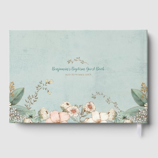  Schattige Vos Bloemen Groen Baby Doop Gastenboek (Achterkant)