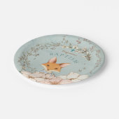  Schattige Vos Bloemen Jongen Groene Doop Papieren Bordje (Gekanteld)