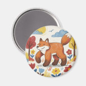Schattige Vos Bosdier Magneet (Voorkant / Achterkant)