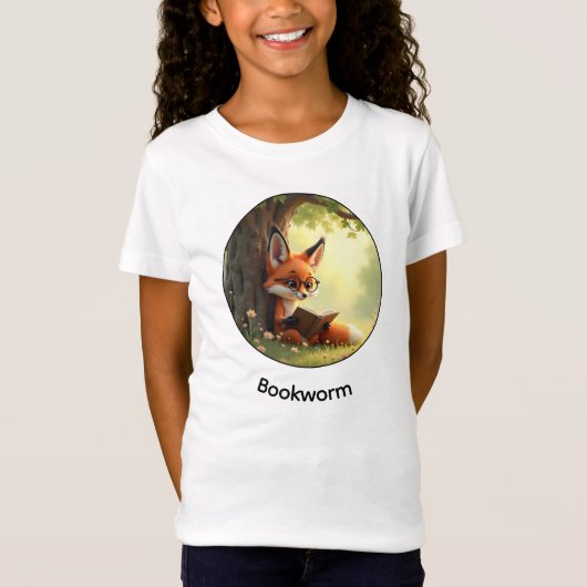 Schattige vos die een boek leest, boekenwurm - op  t-shirt (Voorkant)
