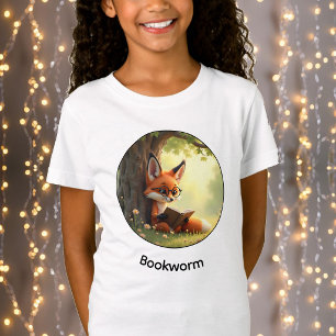 Schattige vos die een boek leest, boekenwurm - op t-shirt