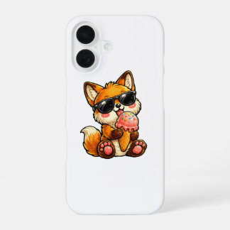 Schattige Vos Die Ijs Eet Met Zonnebril iPhone 16 Hoesje