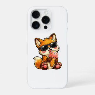 Schattige Vos Die Ijs Eet Met Zonnebril iPhone 16 Pro Hoesje