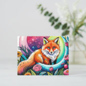 Schattige vos dierenvrienden briefkaart (Staand voorkant)