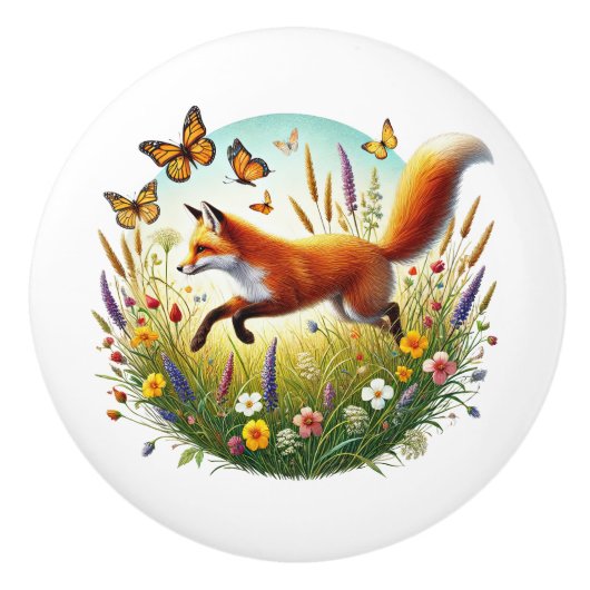 Schattige vos dierenvrienden keramische knop (Voorkant)