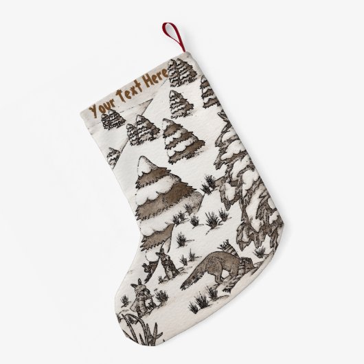 schattige vos en konijnen die seizoensgebonden sne kleine kerstsok (Achterkant (Hangend))