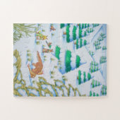 schattige vos- en konijnen die sneeuwscindernieren legpuzzel (Horizontaal)