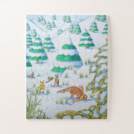 schattige vos- en konijnen die sneeuwscindernieren legpuzzel