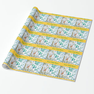 schattige vos en konijnen wintersneeuwscène cadeaupapier
