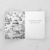 schattige vos - en konijnen wintersneeuwscène kers feestdagen kaart (Binnen)