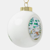 schattige vos- en konijnensneeuwscène keramische bal ornament (Links)