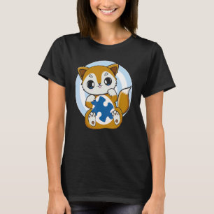 Schattige Vos en Steun voor Autisme Bewustzijn T-shirt