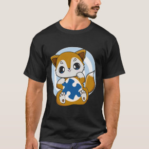 Schattige Vos En Steun Voor Autisme Bewustzijn T-shirt