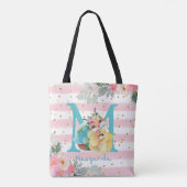 Schattige vos illustratie lief monogram tote bag (Achterkant)