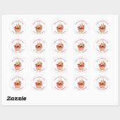 Schattige vos in cupcake aangepaste Valentijnsdag Ronde Sticker (Vel)